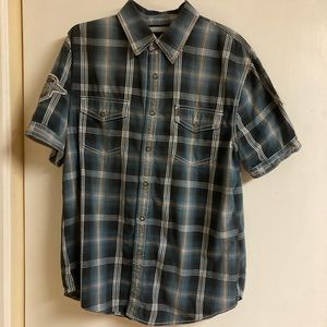 Harley Davidson Vintage Blue Plaid Shirt